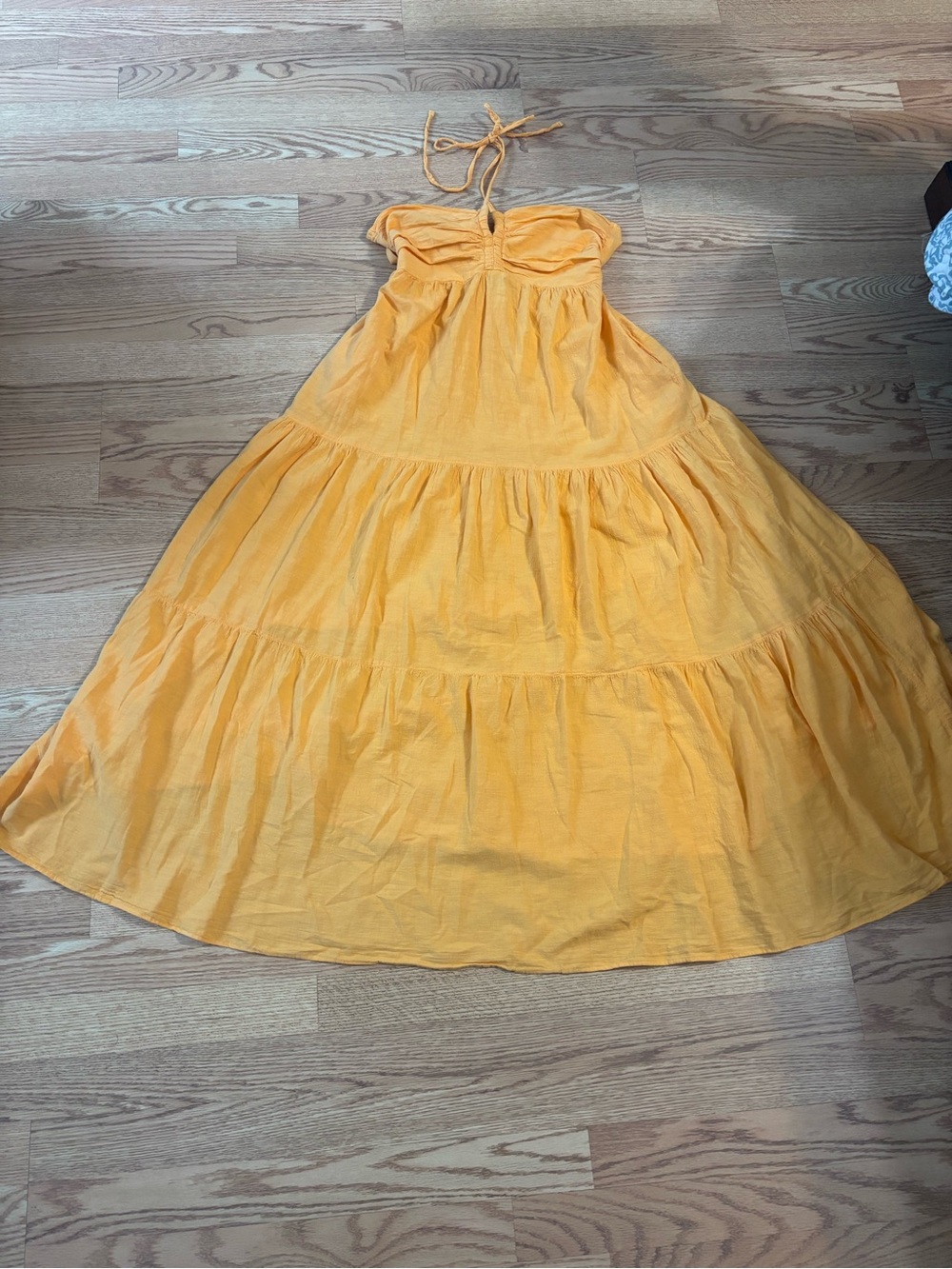 Sunshine Yellow Tiered Halter Midi Dress